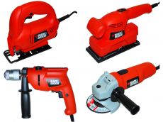 Набор инструментов Black&Decker KS 495PAK4 (лобзик + дрель ударная + прямошлифовальная машина + углошлифовальная машина) ― Интернет магазин инструментов Бифай